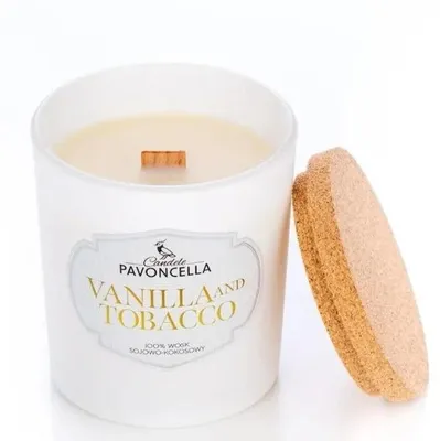 Obrázek produktu pro Sójová svíčka Vanilla and Tobacco, bílá, 135 g – Pavoncella