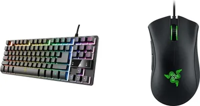 Produktbild von Tastatur mit TKL-Design GXT 833 Thado - Beleuchtete Tastatur mit Deutsches QWERTZ Layout & Razer DeathAdder Essential - Essentielle Gaming-Maus