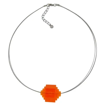 Produktbild von Kette Drahtkette Stufenperle orange-transparent Kunststoffperlen 45cm orange 30x22mm