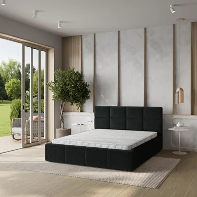 Immagine prodotto di Letto imbottito Masseno COMO Q 120x200 cm, letto imbottito con cassetti - Nero, QUELLE 100