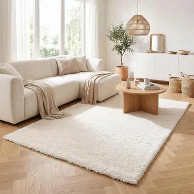 Produktbild von Aloha Weiß – Hochflor Langflor Shaggy Teppich, Größe:140x200 cm