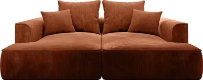 Produktbild von 3-Sitzer-Sofa mit tiefem Sitz aus terracottafarbenem Kord - PINETA