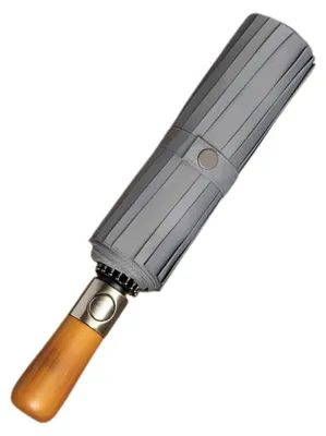 Image de INF Parapluie de luxe à double-nageoire en bois massif, entièrement automatique, soleil et pluie Gris