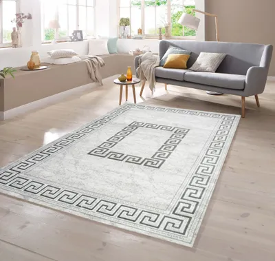 Immagine prodotto di Tappeto moderno con filati glitterati e bordo grigio - Dimensioni: 80 x 150 cm
