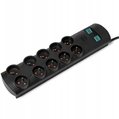 Immagine prodotto di Presa multipla Presa multipla Spina multipla 10FOLD ROUND con interruttore Cavo da 2 m NERO