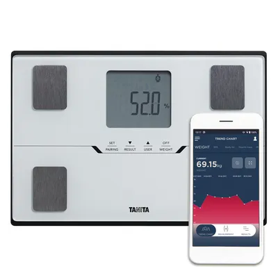 Produktbild von TANITA BC-401 Smarte Körperanalysewaage, Körperfett, Muskelmasse, Viszeralfett, Körperwasser, BMI & Metabolisches Alter, Bluetooth, Familienwaage
