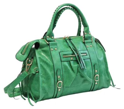 Produktbild von irisaa Vintage Damen Handtasche, Schultertasche und Umhängetasche mit Abnehmbarem Gurt, Quasten, Schnallen und Reißverschluss