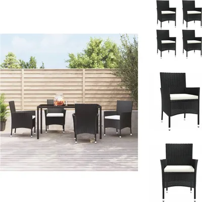 Produktbild von vidaXL Gartenstühle mit Kissen 4 Stk. Poly Rattan Schwarz -  Gartenstühle