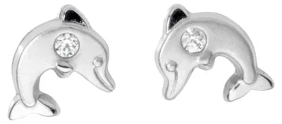 Produktbild von Miamar KI16 Mädchen Ohrstecker Delfin 14 Karat (585) Weißgold Weiß