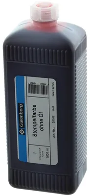 Produktbild von Stempelfarbe rot 1l in Flasche, ölfrei, kompatibel mit Gummi- und Polymerstempeln