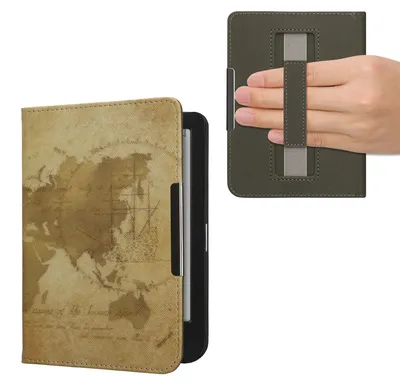 Immagine prodotto di Custodia kwmobile per Kobo Clara BW / Clara Colour / Tolino Shine (5) / Shine Color - Custodia a libro per e-reader con cinturino da polso e funzione Auto Sleep