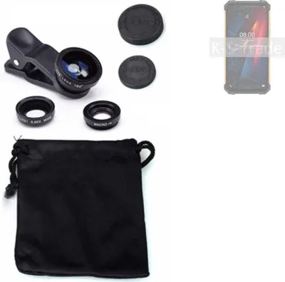 Produktbild von K-S-Trade Smartphone Kamera Linsen Set Kompatibel mit Ulefone Armor 8 Pro 3in1 Clip-On Kamera Adapter Macro Weitwinkel FishEye Fischauge Objektiv