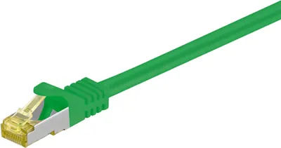 Produktbild von RJ45 Patchkabel CAT 6A S/FTP (PiMF), 500 MHz mit CAT 7 Rohkabel, grün LSZH halogenfreier Kabelmantel, RJ45-Stecker (CAT 6A), CU