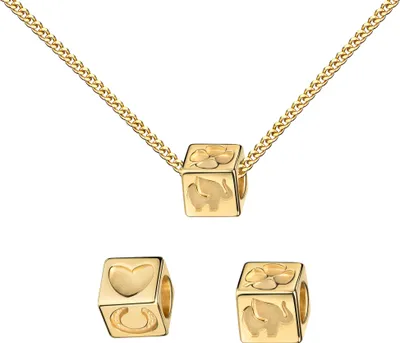 Produktbild von Glücksanhänger Würfel Gold 333 Ketten-Anhänger Gold für Damen. Mit Kette 50 cm