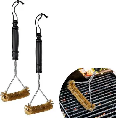Immagine prodotto di 2 spazzole per la pulizia del barbecue, spazzola per barbecue, spazzola per griglia in ghisa, spazzola per la pulizia della griglia, spazzola per barbecue a gas e a carbonella