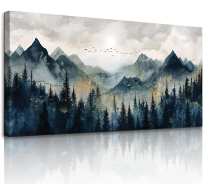 Produktbild von Solidchoice – Leinwandbild mit Berglandschaft, 50x100 cm