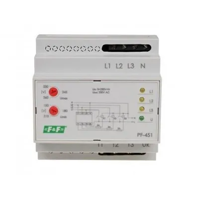Image de Interrupteur de phase automatique avec réglage du seuil de déclenchement, pour utilisation avec des contacteurs, 6 modules, PF-451,