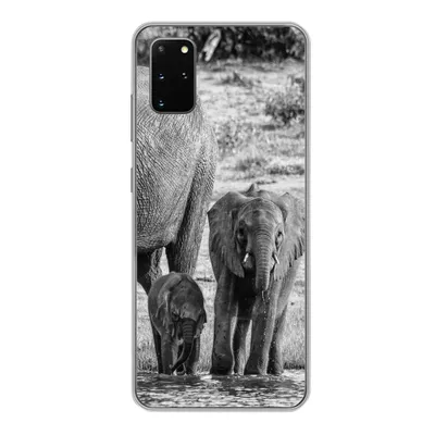 Produktbild von MuchoWow® Handyhülle Schutzhülle Hülle für Samsung Galaxy S20 Plus Elefant - Wasser - Tiere - Schwarz - Weiß Silikon Softcase Handy Hülle - Hartschale