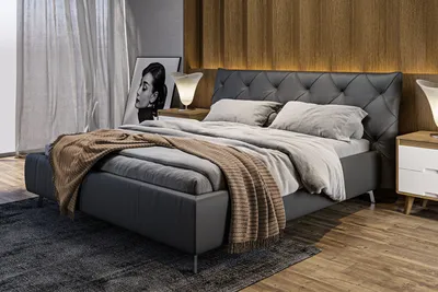 Produktbild von KAWOLA Bett ANNY Polsterbett Kopfteil niedrig Leder schwarz 200x200cm