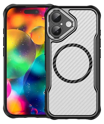 Obrázek produktu pro Pro Apple iPhone 17 Design Carbon Texture MagSafe Průsvitné pouzdro na mobilní telefon Black