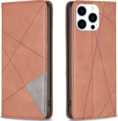 Produktbild von Mobigear Rhombus Slim iPhone 15 Pro Hülle Klapphülle - Braun
