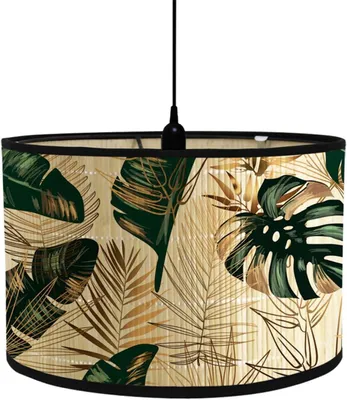 Immagine prodotto di Lampada con paralume decorato con motivi di animali e piante, ideale per l'arredamento moderno