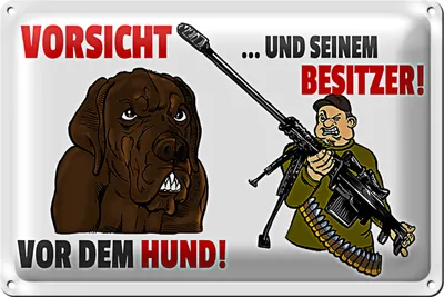 Produktbild von Blechschild Warnschild 30x20cm Vorsicht vor Hund und Besitzer