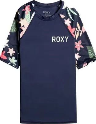 Productafbeelding van ROXY Kids Elasthan badpak met bedrukte mouwen, kleur: indigo, model: alma, maat: 16/XXL