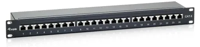 Immagine prodotto di Pannello patch schermato Cat.6 a 24 porte di Equip, nero