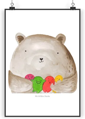 Produktbild von Mr. & Mrs. Panda Bild Bär Gefühl DIN A3 - Weiß - Geschenk, wanddeko, drucke, Verrückt, Wahnsinn, Durchgedreht, Kunstdruck, Teddy, Posterdruck, Wandbild