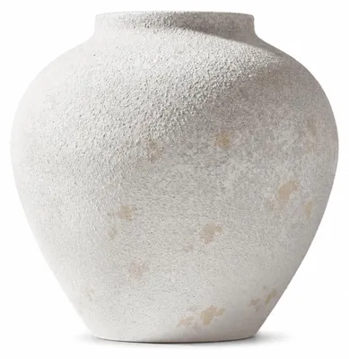 Rustikale runde Vase aus Metall, weiß, 27 cm für Blumen