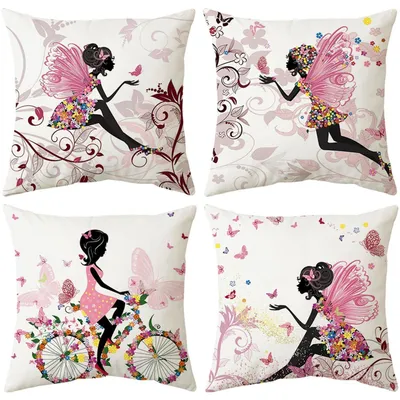 Immagine prodotto di Cuscini decorativi, 45x45 cm, in velluto, set da 4, motivo farfalla