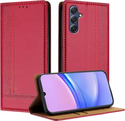 Image de Etui pour Samsung Galaxy M54 5G étui en cuir avec fonction stand rouge