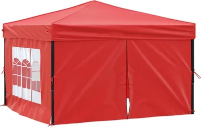 Image de Tente de réception pliable avec parois Rouge 3x3 m