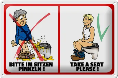 Produktbild von Blechschild Hinweis 30x20cm Bitte im Sitzen pinkeln