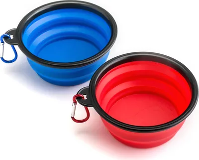 Produktbild von PRECORN 2er Set Reisenapf Hundenapf Futternapf Wassernapf - Faltbare und Robuste Napfschalen für Unterwegs - Ideal für Hund und Katze - Outdoor und Reisezubehör