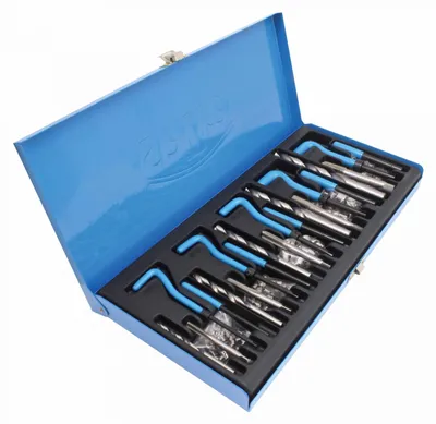 Immagine prodotto di Set di 131 pezzi per filettatura metrica, kit di riparazione per la rifilatura, set per filettatura M5-M12 con inserti in acciaio inox, punte maschi HSS