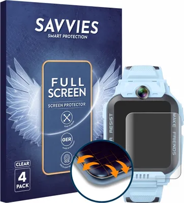 Produktbild von 4x Savvies Fullscreen Schutzfolie für Imoo Watch Phone Z7 Displayschutz Folie Fullcover Klar Transparent