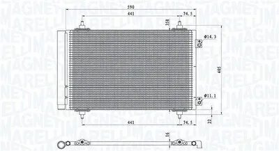 Produktbild von MAGNETI MARELLI 350203710000 Kondensator Klimaanlage Klimakondensator für FIAT Scudo (270, 272) +Trockner