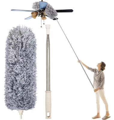 Image de Plumeau pour ventilateurs de plafond hauts, en microfibre, télescopique