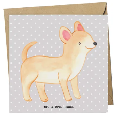 Produktbild von Mr. & Mrs. Panda Klappkarte Chihuahua Lebensretter - Grau Pastell - Geschenk, doppelkarte, Glückwunschkarte, anlasskarte, Grußkarte, faltkarte