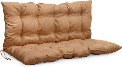 Polštář na lavici 120 x 50 x 50 cm polštář světle hnědý - sedací a opěrný polštář z čalounické tkaniny, s měkkou výplní, se šňůrami na zavázání