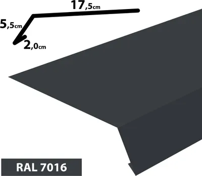 Produktbild von 2m Traufblech pulverbeschichtetes Rinneneinhang Dachblech Rinneneinhang Traufe (20x55x175) RAL-7016 Graphit
