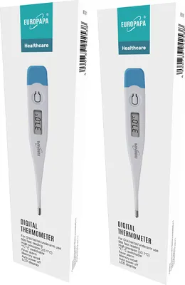 Produktbild von EUROPAPA 2 Stück Digitales Fieberthermometer für Babys, Kinder und Erwachsene, Thermometer für oral, axillar oder rektal, wasserdicht mit Fieberalarm