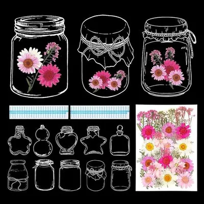 Produktbild von Famanu Lesezeichen mit getrockneten Blumen - Transparent