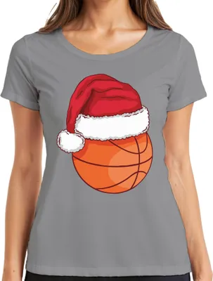 Produktbild von Basketball Weihnachtsmütze - Weihnachten Weihnachtsgeschenk Christmas Damen T-Shirt, Grau, 3XL