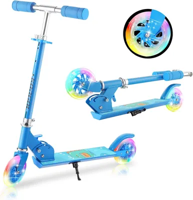 Image de Trottinette Caroma Trottinette de ville, hauteur réglable avec roulements à billes ABEC 7 et roues en polyuréthane 120mm, charge 50kg, bleu