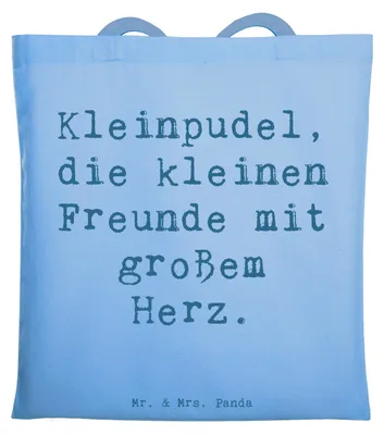 Produktbild von Mr. & Mrs. Panda Jutebeutel Spruch Kleinpudel Liebe - Sky Blue - Geschenk, Tasche, Hundeliebhaber, herzerwärmend, Hunderasse, Shopping, Schultasche, Tote Bag, zu Hunden