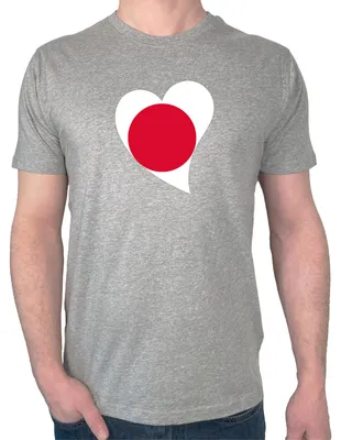 Produktbild von Huuraa Herren T-Shirt Japan Flagge Herz M Sport Grey Bio Baumwolle Fairtrade Herrenshirt Geschenkidee