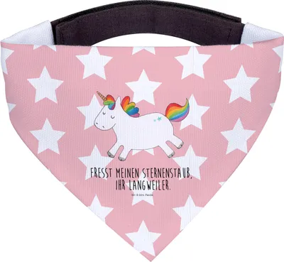 Produktbild von Mr. & Mrs. Panda Halstuch Hund Einhorn Happy - Rot Pastell - Geschenk, Unicorn, Hunde-Bandana, Fröhlich, Hunde, Lächeln, Für, Lachen, Hundehalstuch, Einhörner